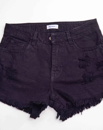 Short negro denim rotos